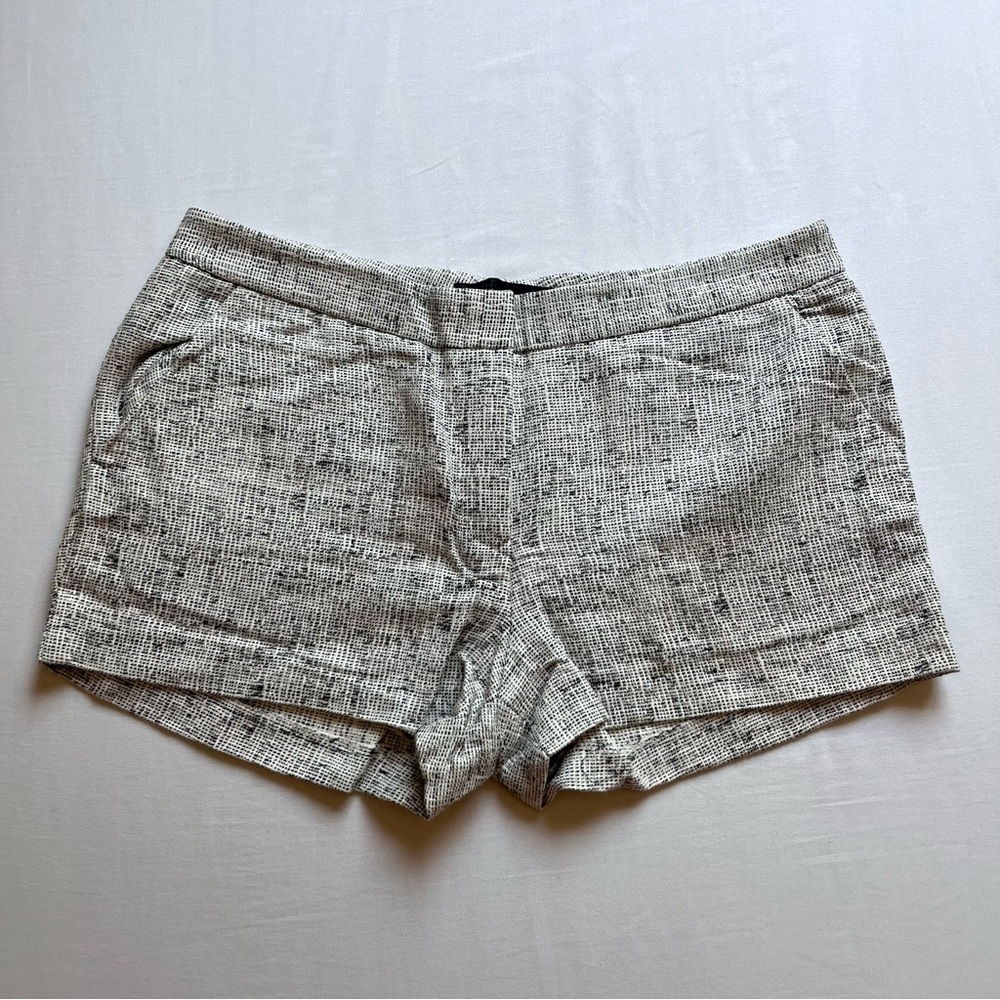 JENNI KAYNE tan grey beige tweed high rise shorts